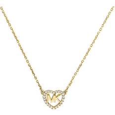 Michael Kors Logo Heart Necklaces - Gold/Transparent