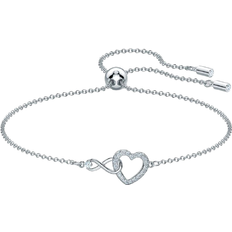Adjustable Size - Women Bracelets Swarovski Infinity Heart Bracelet - Silver/Transparent
