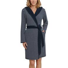 Stripes Sleepwear Schiesser Essentials Light Terry Cloth Bathrobe - Dark Blue