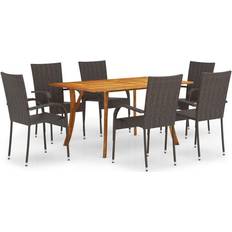 vidaXL 3072130 Patio Dining Set, 1 Table incl. 6 Chairs