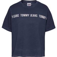 Tommy Hilfiger Repeat Logo Tape Cropped Fit T-shirt - Navy Blue