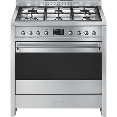 Smeg 90cm Gas Cookers Smeg A1-9 Black, Stainless Steel