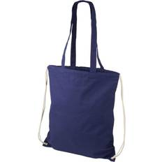 Dual Shoulder Straps Fabric Tote Bags Bullet Eliza Cotton Drawstring Bag - Navy