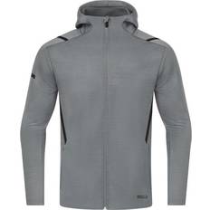 JAKO Challenge Hooded Leisure Jacket Unisex - Stone Grey Melange/Black