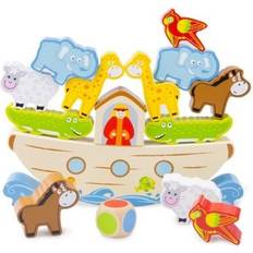 New Classic Toys 10548 Game Noahs Ark Educational Wooden for 2 Year Old Boy and Girl Toddlers Learn to Balance, Multi Color