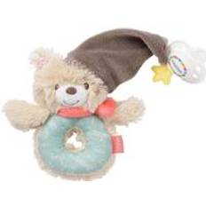 Fehn 060164 Ring Grasping Toy Bear with Rattle and Dummy Attachment for Babies and Toddlers from 0 Months – Dimensions: 13 cm