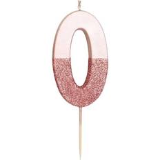 Talking Tables Rose Gold Glitter Number 0 Birthday Candle Cake Decoration
