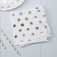 Ginger Ray PM-907 Gold Foiled Polka Dot Paper Party Napkins 20 Pack Pick & Mix