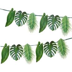 Garlands & Confetti Talking Tables Green Tropical Palm Leaves Garland Bunting- 2.6M Reusable Hawaiian Theme Party Decorations for Birthday, Summer, Luau, Jungle, Paper, Length, 8.5ft