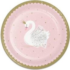 Creative Party PC343834 Swan Princess Pink and Gold Paper Dinner Plates-8 Pcs