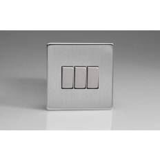 Silver Electrical Outlets & Switches Varilight 10A 2 way Brushed silver effect Triple Light Switch