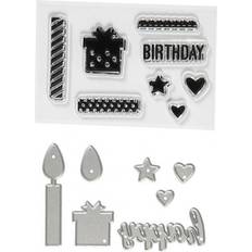 Water Based Clay Creativ Company Clear stamps and cutting dies, birthday, size 10-70 mm, 1 pack