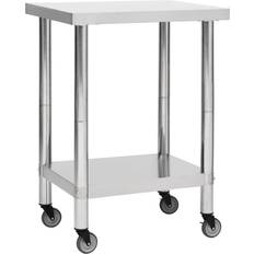 Silver/Chrome Trolley Tables vidaXL Stainless Steel Silver Trolley Table 30x59.9cm