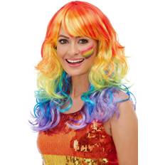 Multicolour Wigs Smiffys Rainbow Glam Wig