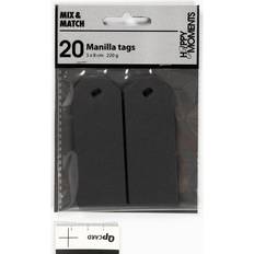 Manila Tags, size 3x8 cm, 220 g, black, 20 pc/ 1 pack