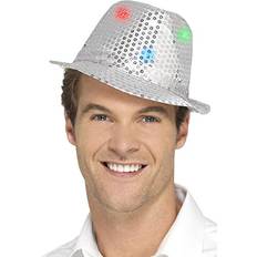 Carnival Headgear Smiffys Light Up Sequin Trilby Hat Silver