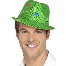 Carnival Headgear Smiffys Light Up Sequin Trilby Hat Green