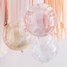 Ginger Ray Large Mixed Metallics Glitter Filled Orb Party Decoration Balloons 3 Pack