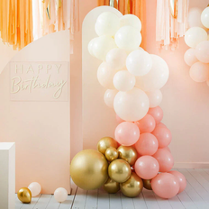 Ginger Ray Peach, Ivory and Gold Chrome DIY Balloon Arch Kit Party Decorations 75 Pack