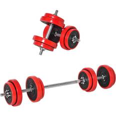 Red Barbell Sets Homcom Dumbbell & Barbell Adjustable Set 20kg