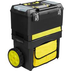 Tectake Tool Boxes tectake Tool box Johnny with wheels and carry handle tool chest, tool box on wheels, tool trolley black/yellow
