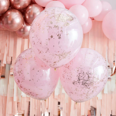 Ginger Ray Pink and Rose Gold Double Layered Confetti Balloons Party Decoration 3 Pack