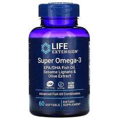 Fatty Acids Life Extension Super Omega-3 EPA-DHA with Sesame Lignans & Olive Extract 60 Softgels