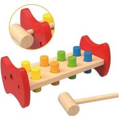 Tooky Toy Bultbräda i trä med hammare leksak för barn