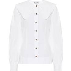 Ruffles Tops Ganni Cotton Poplin Fitted Shirt - Bright White