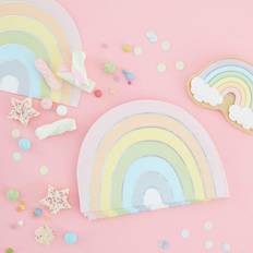 Ginger Ray Pastel Rainbow Shaped Foiled Paper Party Napkins Tableware 16 Pack