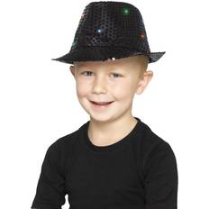 Smiffys 47066 Light Up Sequin Trilby Hat, Red, One Size