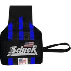 Schiek 18 Inch Heavy Duty Rubber Reinforced Wrist Wraps, Black/Blue