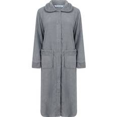 Slenderella 46" Mini Waffle Button Through Housecoat Dressing Gown - Grey