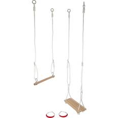 Small Foot Outdoor Toys Small Foot 11908 3-in-1 Set, with Board Swing, Wooden Trapeze and Metal Gymnastic Rings, for Ages 3 Years Toys