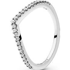 Pandora Sparkling Wishbone Ring - Silver/Transparent