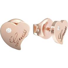 Guess Heart Logo Earrings - Rose Gold/Transparent