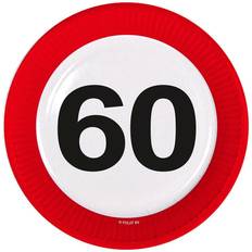Folat 60th Birthday Traffic Sign Paper Plates 8 pieces