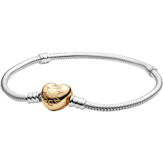Silver - Women Bracelets Pandora Moments Heart Clasp Snake Chain Bracelet - Silver/Gold