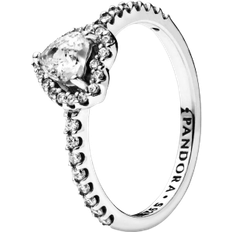 Women Rings Pandora Elevated Heart Ring - Silver/Transparent