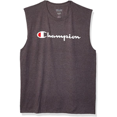 Cotton - Unisex Tank Tops Champion Classic Graphic Muscle Script Logo T-shirt Unisex - Granite Heather