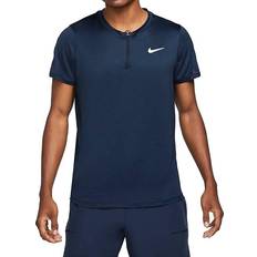 Blue - Tennis Tops Nike Court Dri-FIT Advantage Tennis Polo Men - Obsidian/White