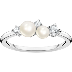 White Rings Thomas Sabo Charm Club Ring - Silver/Pearl/Transparent