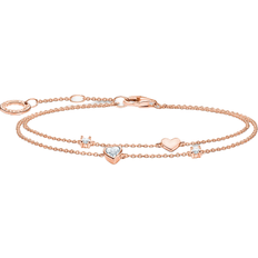 Belcher Chains Bracelets Thomas Sabo Charm Club Delicate Hearts Bracelet - Rose Gold/Transparent