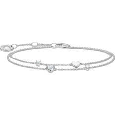 Belcher Chains Bracelets Thomas Sabo Charm Club Delicate Hearts Bracelet - Silver/Transparent
