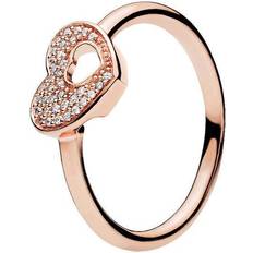 Pandora Shimmering Puzzle Heart Frame Ring - Rose Gold/Transparent