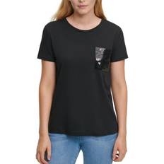 DKNY Short Sleeve Sequin Pocket T-shirt - Black