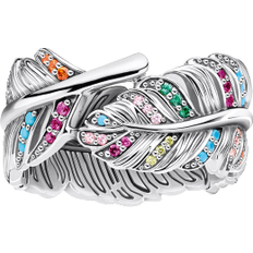 Nickel Free Rings Thomas Sabo Feather Ring - Silver/Multicolour