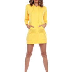 White Mark Women's Hooded Sweatshirt Dress - Yellow