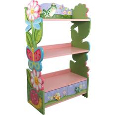 Pink Bookcases Teamson Fantasy Fields Magic Garden Wooden Bookshelf with Storage Drawer