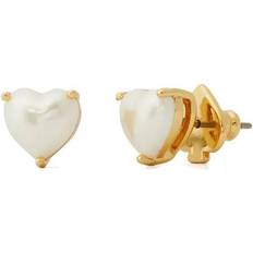 White Earrings Kate Spade My Love Heart Studs - Gold/Pearl